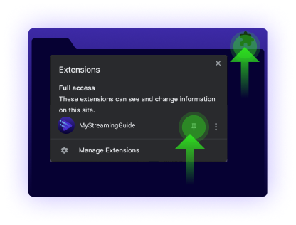 Pin MyStreamingGuide extension